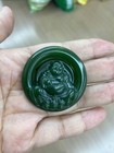 Chinese Green Jade Hand Carved Rotatable Laughing Buddha Budai Pendant Amulet