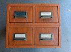 Vtg Metal Faux Oak Wood Grain 4 Drawer 3 X 5  Card Library File Catalog Cabinet