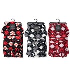 Women s Winter Hat Scarf   Gloves Argyle Plaid Matching Fleece Sets 3-piece