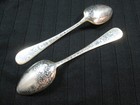 2 Soviet Era Russian Silver  875 Niello Floral Dessert teaspoons Spoons 78 5 G