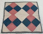 Vintage antique Patchwork Quilt Table Topper  Four Patch  Pink  Blue  Dots