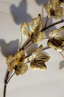 Vintage Mcm Brass Golden Metal Large Leaf Spray Wall Sculpture Wall Decor 11x15