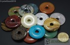 Natural Gemstone Round Donut Ring Pendant 40mm Beads Necklace Earring Jewelry