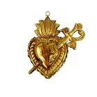 5 5in Sacred Heart Ex Voto Flaming Heart With Sword Milagro Ornament