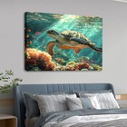 Sea Turtle Artwork Ocean Coral Reef Scene Vibrant Home Decor Wall Art Canvas
