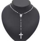 Silver Layered Real Gold Filled Religious Rosary Necklace Cross Charm Pendant