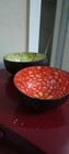 2 Boho Theme Coconut Bowl Laquer Over Painted Design 5 Inch Lot Of 2