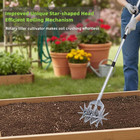Rotary Cultivator  Adjustable Hand Tiller Garden Tool With Detachable Solid Meta