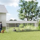 Pawhut Outdoor Dog Kennel Chain Link Dog Run With Roof 20 x7 5 x6 5  Bowls