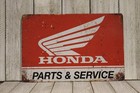 Honda Tin Sign Rustic Vintage Look Parts   Service Motorcycle Sales Biker Garage
