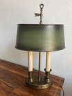Vintage French Empire Bouillotte Lamp Green T  le Shade Brass Finish Desk Light