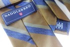 Saddlebred Tie Silk Blend Brown Blue Striped Classic Business Necktie