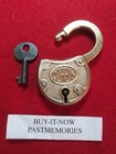  corbin  Pimpled Oval Brass Padlock W  Key  Old Vintage Antique Lock Lot  199