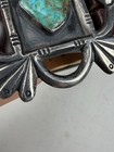 Vtg Old Pawn Navajo Sterling Sandcast Turquoise Belt Buckle Fits 1 5    Belt Sz 30
