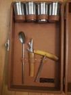 Vintage Portable picnic Travel Cocktail Bar Set Carrying Case Two Bottle Brown