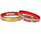 Warner Sporting Reflective Dayglo Med large Dog Collar Free Engraved Tag Usa