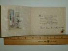 Vtg  Christmas Card Home Interior Sock Hung Jack-in-box  Silver Trim 1920 s 30s 