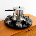 Mid Century Danish Modern Arne Jakobsen Fondue Ebony Lazy Susan Set Stainless
