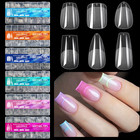 600pcs Full Cover Press On Nail Tips Stiletto Almond Square Coffin French False 