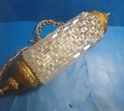 Vintage Glass Swag Hanging Lamp Hollywood Regency  Diamond Cut Free Shipping 