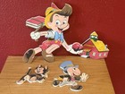 1951 Pinocchio  Jiminy Cricket  Figaro  And Schoolhouse Hanging Pin-ups Set Of 4