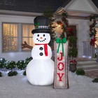 Gemmy Christmas Inflatable Snowman With Sign  7 Ft Tall  Multi