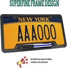 Thin Blue Line License Plate Frame - American Flag Patriotic Car Tag Holder  Bla