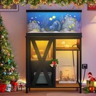  20-aquarium Stand With Power Outlets   Led Light  Cabinet For 29 Gallon Black