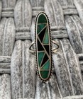 Southwest Sterling Silver Inlaid Turquoise   Onyx Ring Native American Size 5