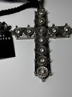 Vintage Necklace Goth Punk Choker Black Metal Silver Cross 80 90 The Limited Nwt