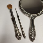 Vintage Silver Plated Vanity Mirror Makeup Brush Set 6pc Art Deco Hollywood Glam