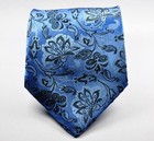 New Classic Floral Blue Black Jacquard Woven 100  Silk Men s Tie Necktie