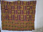 Authentic Handwoven Ghanaian Kente Cloth Fabric     Vibrant Geometric Traditional