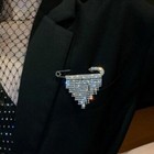 Silver Rhinestone Safety Pin Brooch 2 75 In Tassels Lapel Jacket Purse Bling New