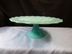 Fenton Turquoise Glass Spanish Lace Footed Cake Stand