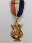 1953 Northeast Ne Iowa Band Jubilee Souvenir Pin Ribbon Brass Harp Lyre Medal 6e