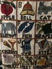 Vtg Handmade Crewel Embroidery    abc    Hanging Wall Tapestry 36x24   