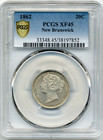 1862 New Brunswick 20 Cents - Choice Extremely Fine  Pcgs Ef45