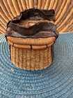 Department 56 Fishing Creel Basket Pen Pencil Holder Container Hinged Resin