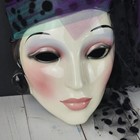 Vintage Clay Art Deco Hand Painted Porcelain Mask Purple Green Headpiece