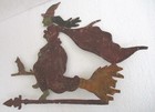 Antique Old Halloween Witch On Broom Cutout Weather Vane Iron Weathervane  