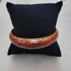 Vintage Signed Matisse Renoir Red Speckled Enamel Copper Bangle Bracelet