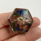 Vintage Enamel Cloisonn   Floral Brass Pill Box