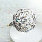 Vintage Lab Created Diamond Old European Art Deco  Engagement 925 Silver Ring