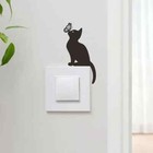 Cat And Butterfly Silhouette Outlet Or Switch Wall Stickers Self-adhesive Decals