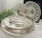 Silver Plated Serving Dishes Vintage Mixed Makers Silver Trays Vegetable Dish -4