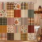 Ezcint Fall Shower Curtain Boho Floral Autumn Patchwork