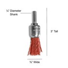 3 4  Nylon End Brush 1 4  Shank Coarse  3 Pack  Red Wire Drill Brush 