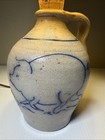 Rowe Pottery Salt Glaze 15 In Stoneware Jug Lamp Cobalt Blue Pig W shade Works