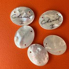Chanel 18 Mm  White And Black Pearlescent Buttons Cc Logo     Set Of 5